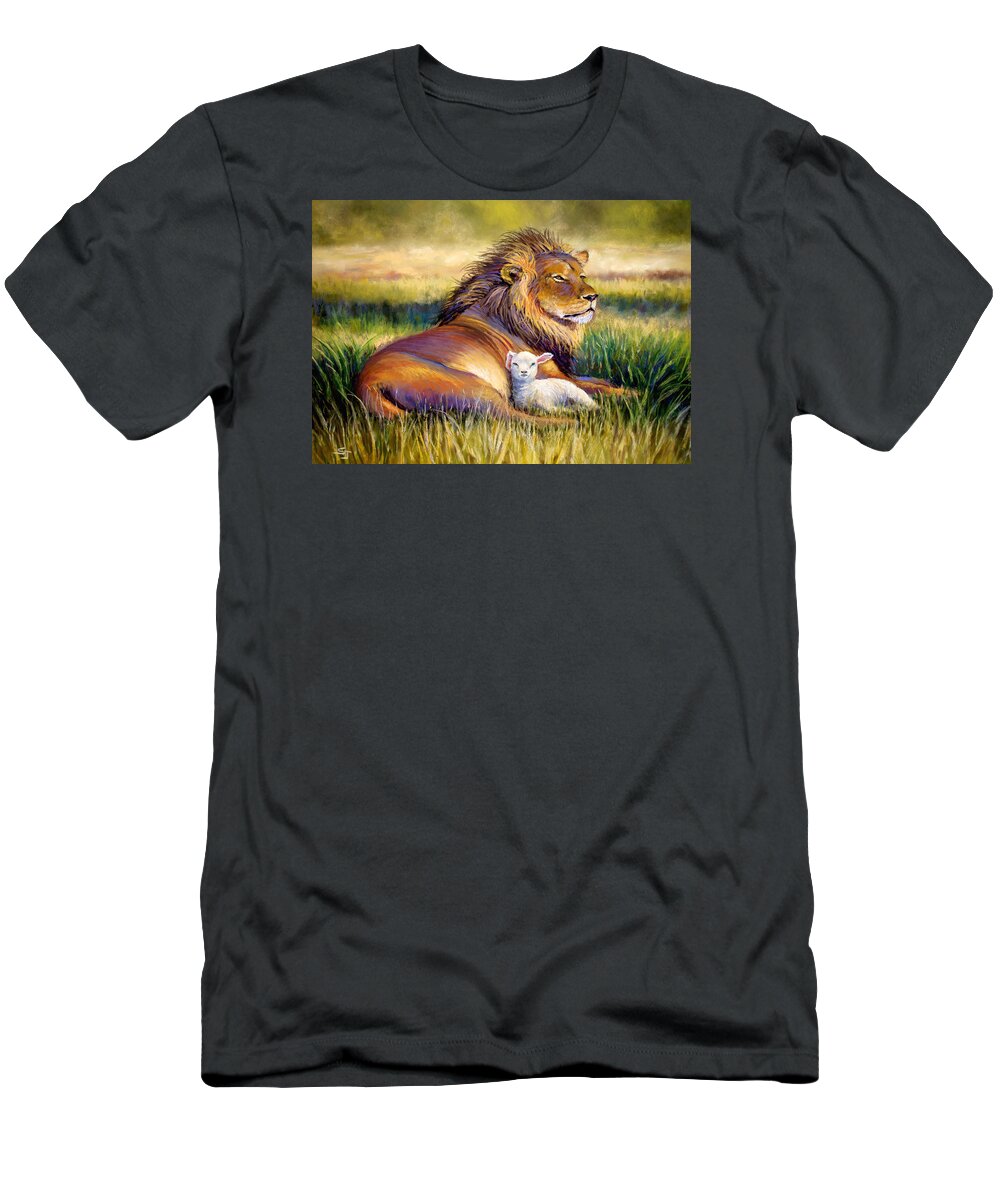 Lion And The Lamb T-Shirt featuring the pastel The Kingdom of Heaven by Susan Jenkins