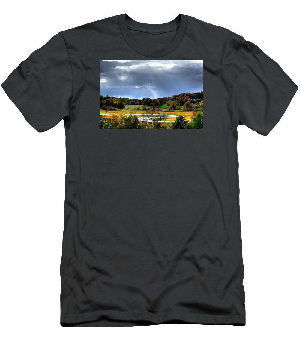 October T-Shirt featuring the photograph The light over countryside by Lilia D