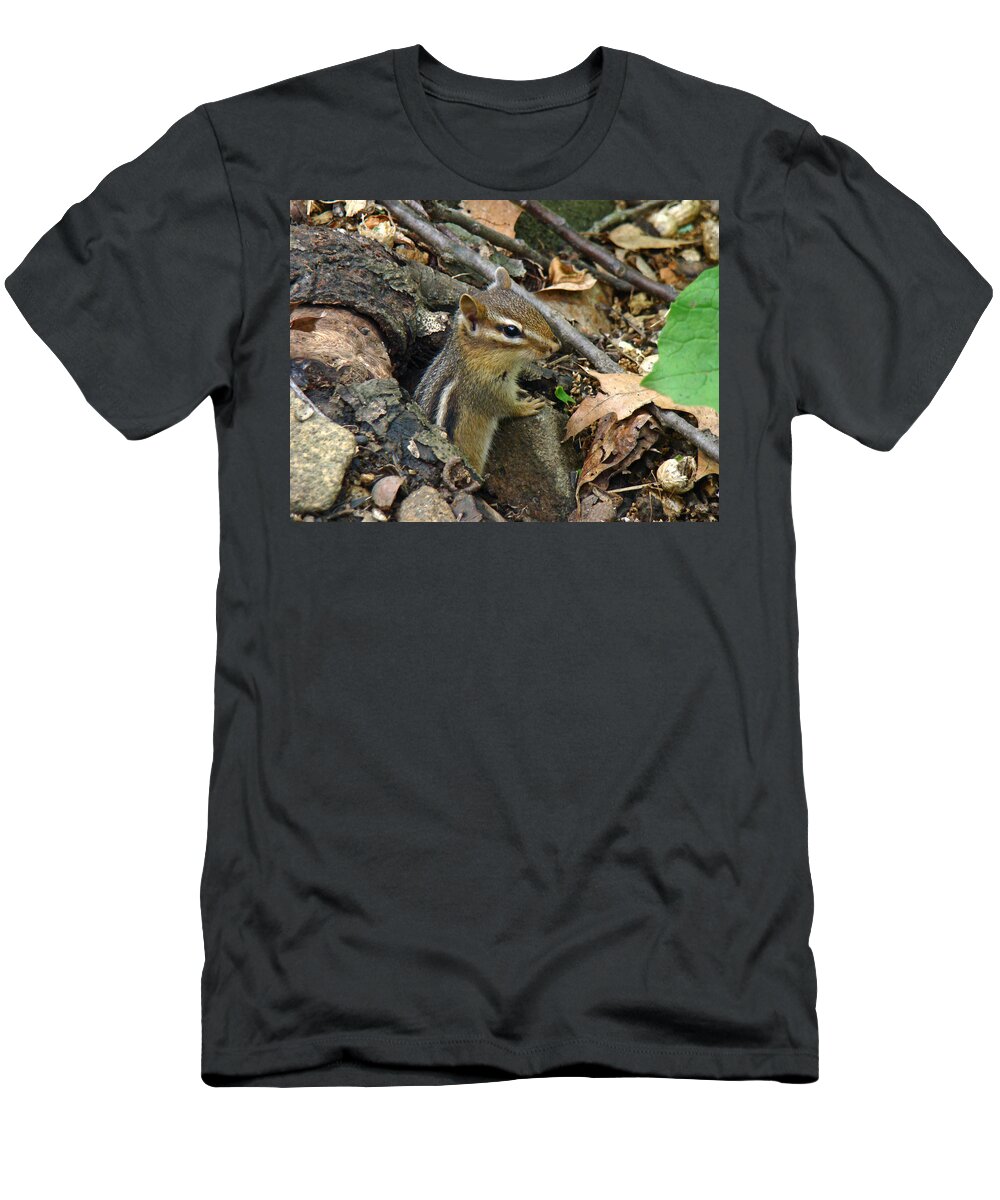 Chipmunk T-Shirt featuring the photograph The Lookout by Carol Senske