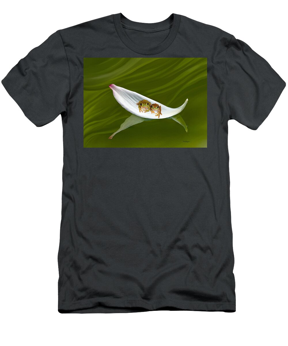 Frog T-Shirt featuring the digital art The love boat by Thanh Thuy Nguyen