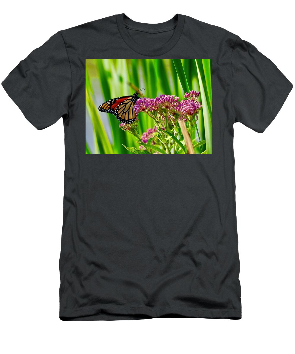 Monarch T-Shirt featuring the photograph The Monarch Visits the Peasants by Shawn M Greener