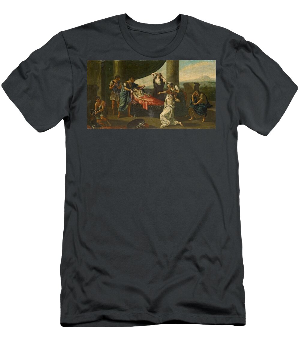 Karl Von Piloty T-Shirt featuring the painting The Mourning Of Alexander The Great by Karl Von Piloty