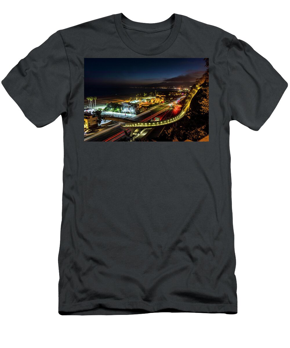 Night T-Shirt featuring the photograph The New P C H Overpass - Night by Gene Parks