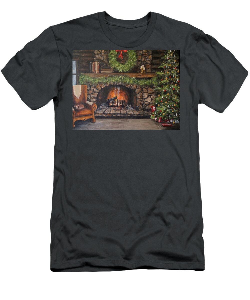 Christmas T-Shirt featuring the painting The NIght Before by Alan Lakin