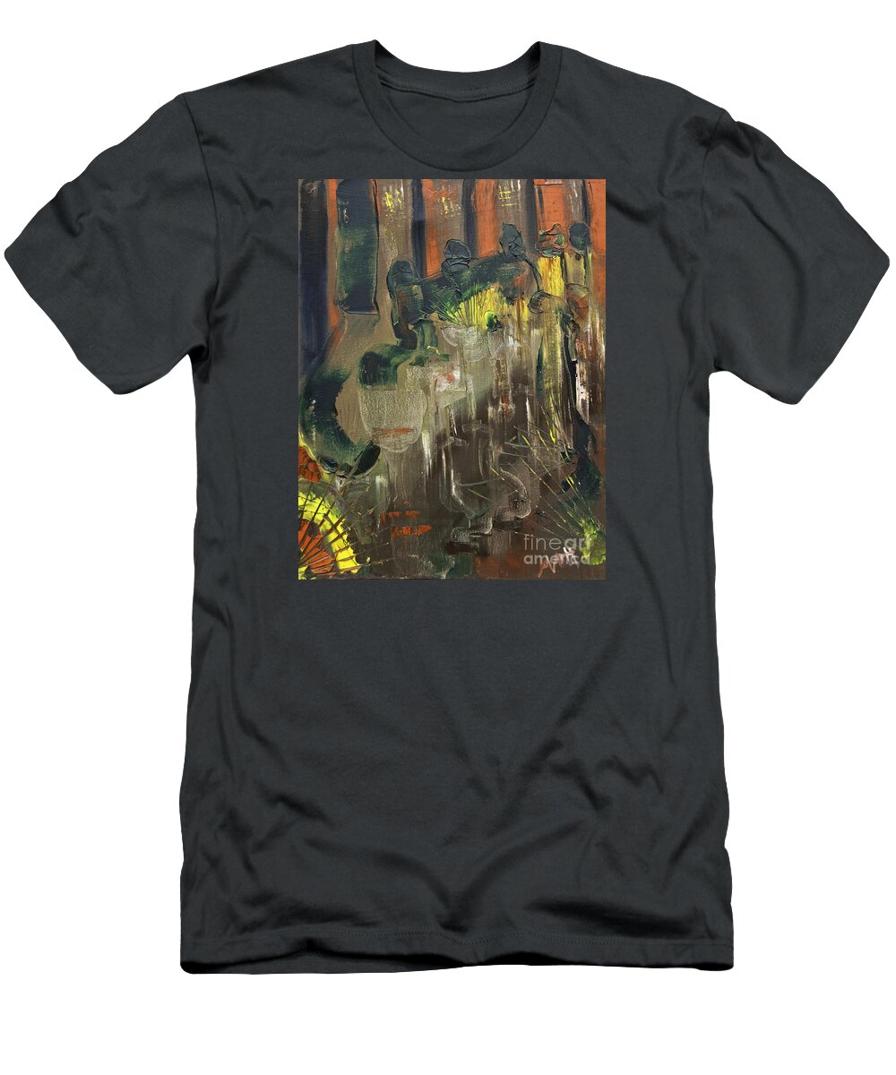 Bar T-Shirt featuring the painting The Night Shift by James Lavott