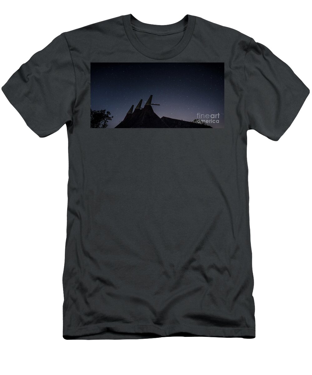 Astro T-Shirt featuring the photograph The Night Sky, Great Dixter Oast and Barn by Perry Rodriguez