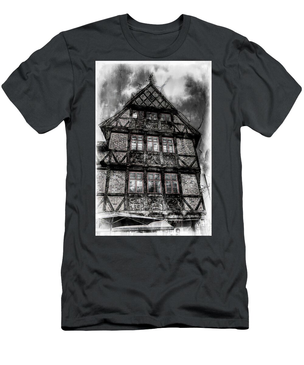 Black And White T-Shirt featuring the photograph The Old Danish Buiding by Karen McKenzie McAdoo