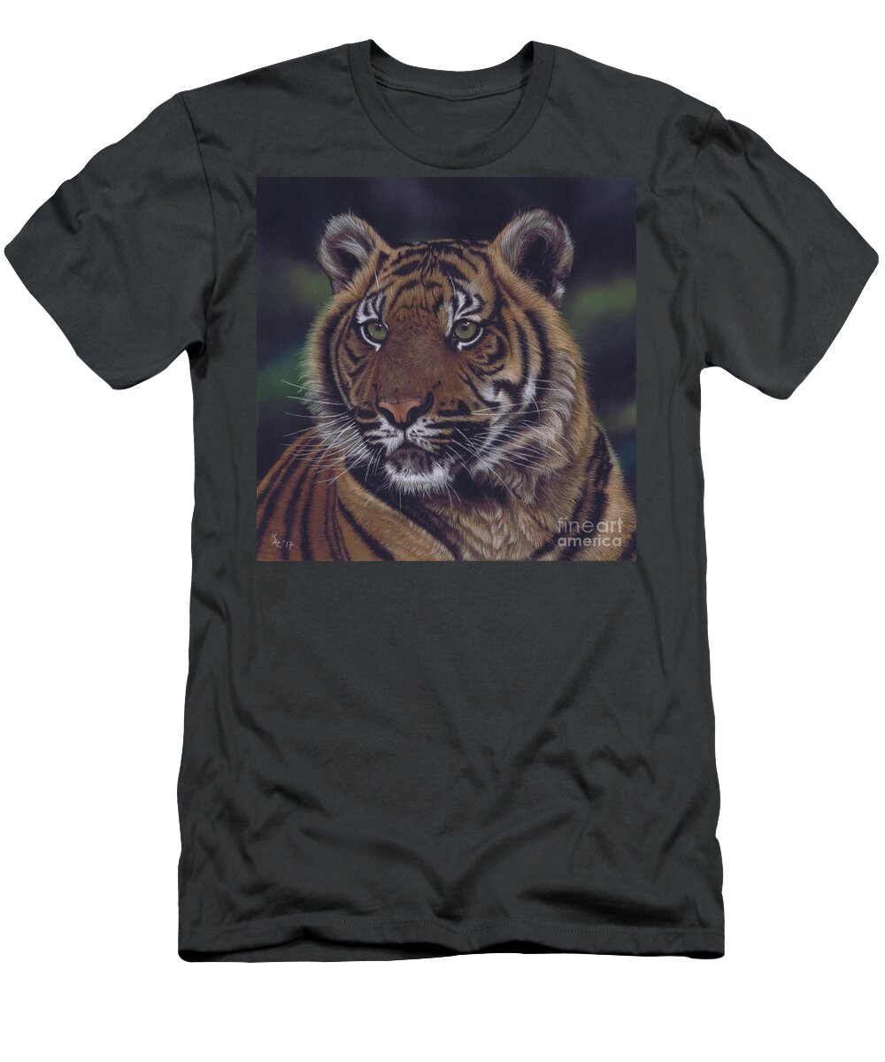 Tiger T-Shirt featuring the painting The Prince of the Jungle by Karie-ann Cooper