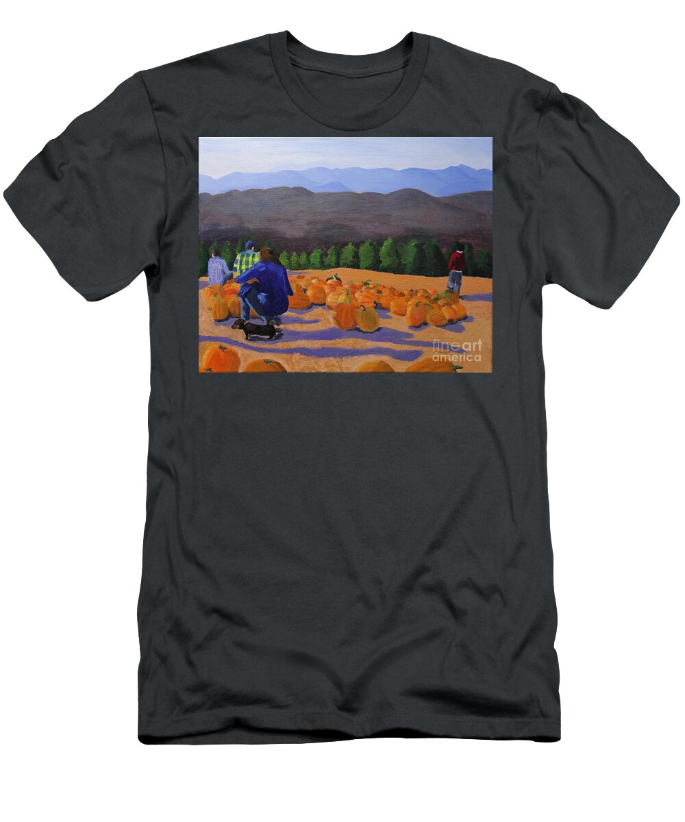 Pumpkins T-Shirt featuring the painting The Pumpkin Patch by Marina McLain