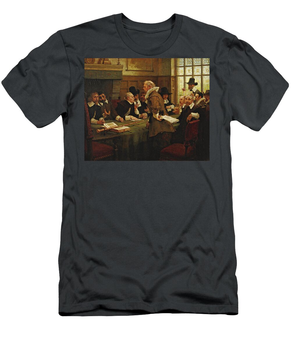 George Henry Boughton T-Shirt featuring the painting The Puritan Covenant by George Henry Boughton
