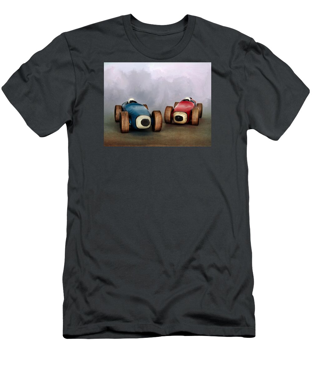 Cars T-Shirt featuring the photograph The Race by David and Carol Kelly