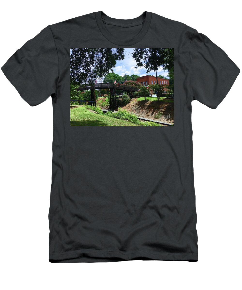 Landmark T-Shirt featuring the photograph The Railroad Bridge by Eunice Warfel