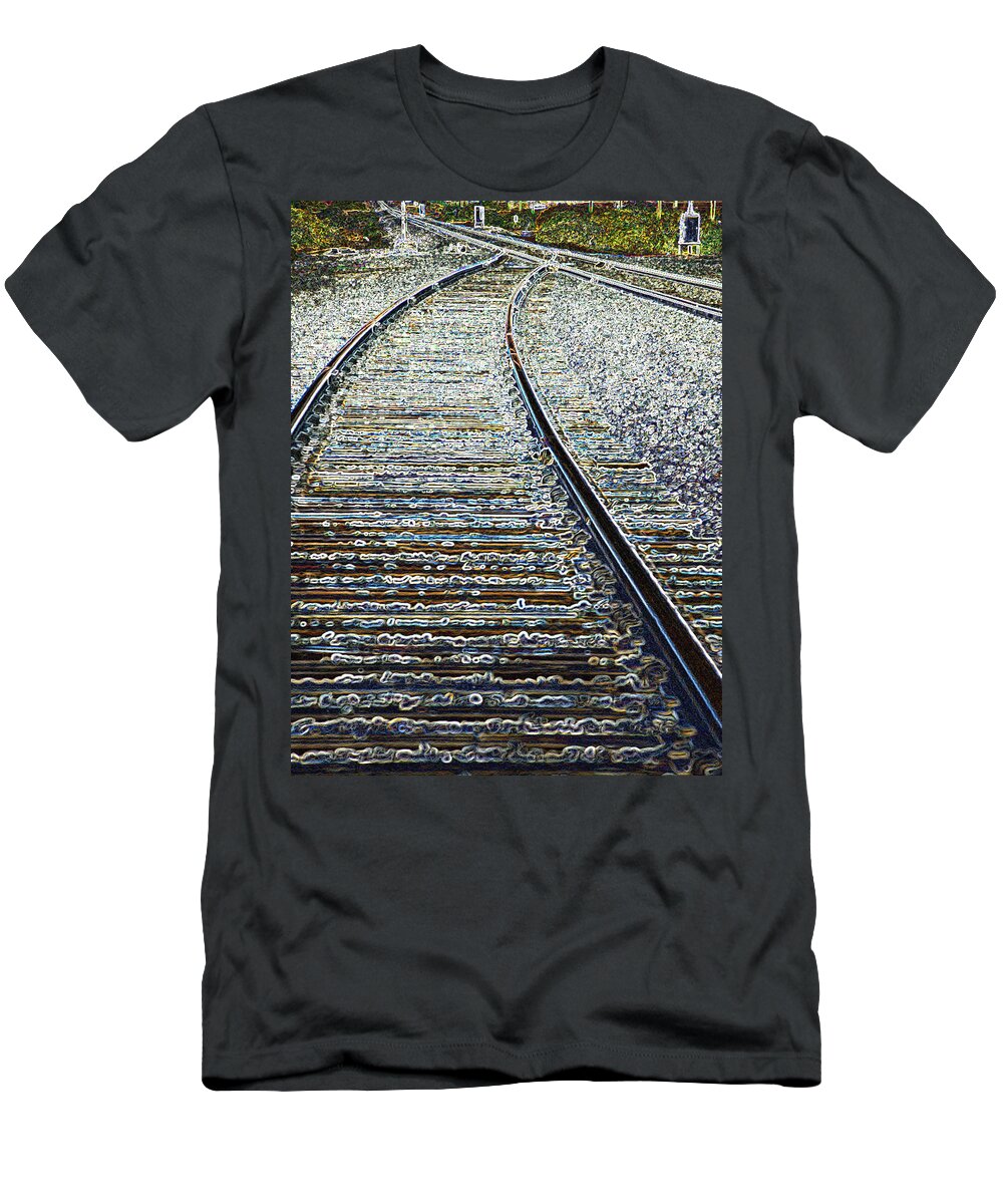 Rail T-Shirt featuring the photograph The Rails Edge by Tim Allen