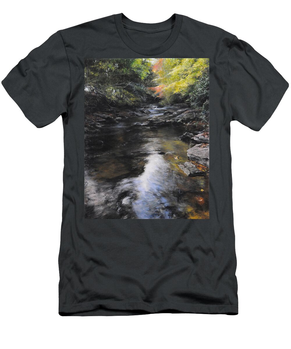 Landscape T-Shirt featuring the painting The river at Lady Bagots by Harry Robertson