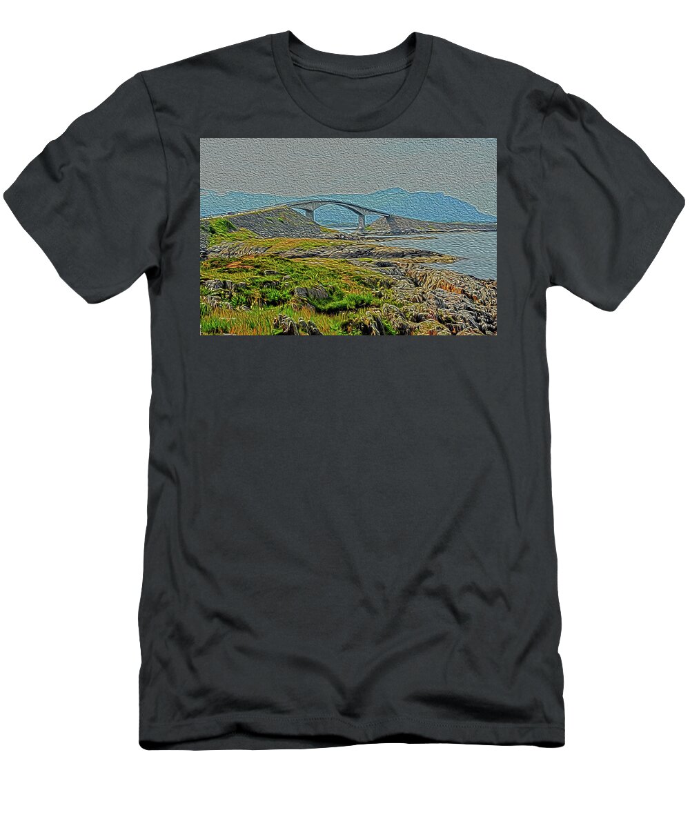 Norway T-Shirt featuring the photograph The Road over the Ocean by Randi Grace Nilsberg