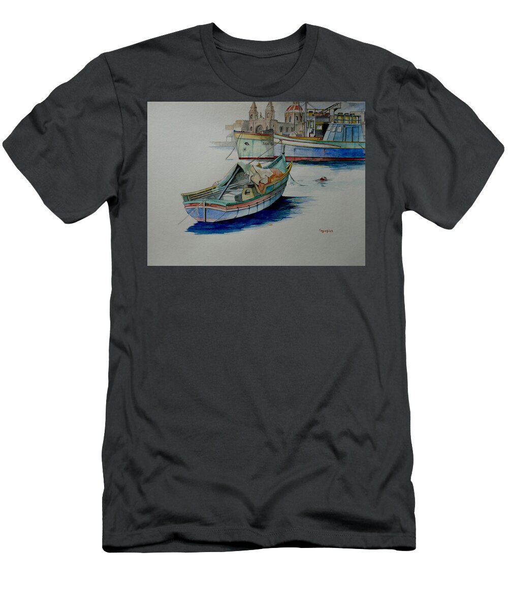 Church T-Shirt featuring the painting The San George by Ray Agius