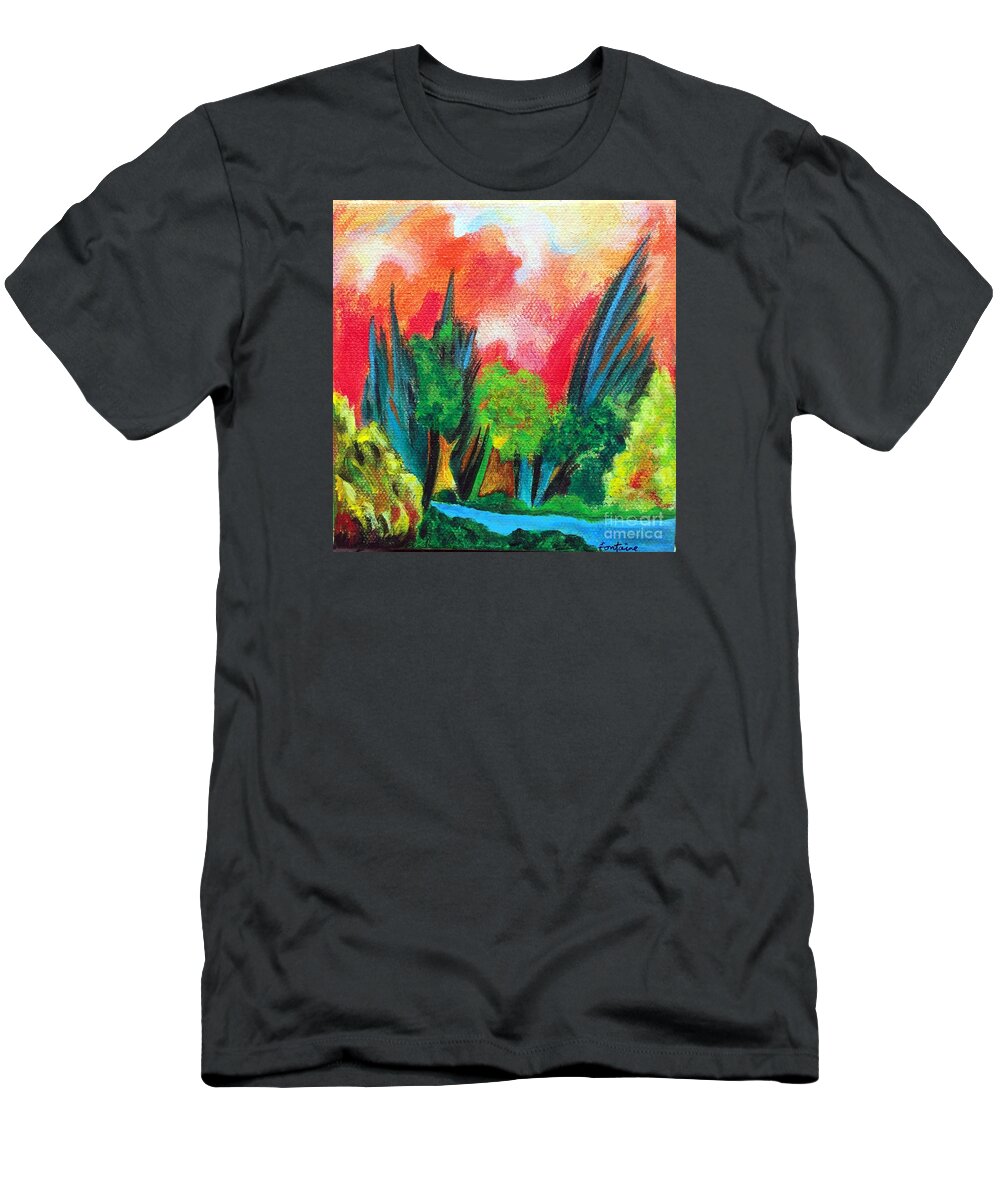 Landscape T-Shirt featuring the painting The Secret Stream by Elizabeth Fontaine-Barr
