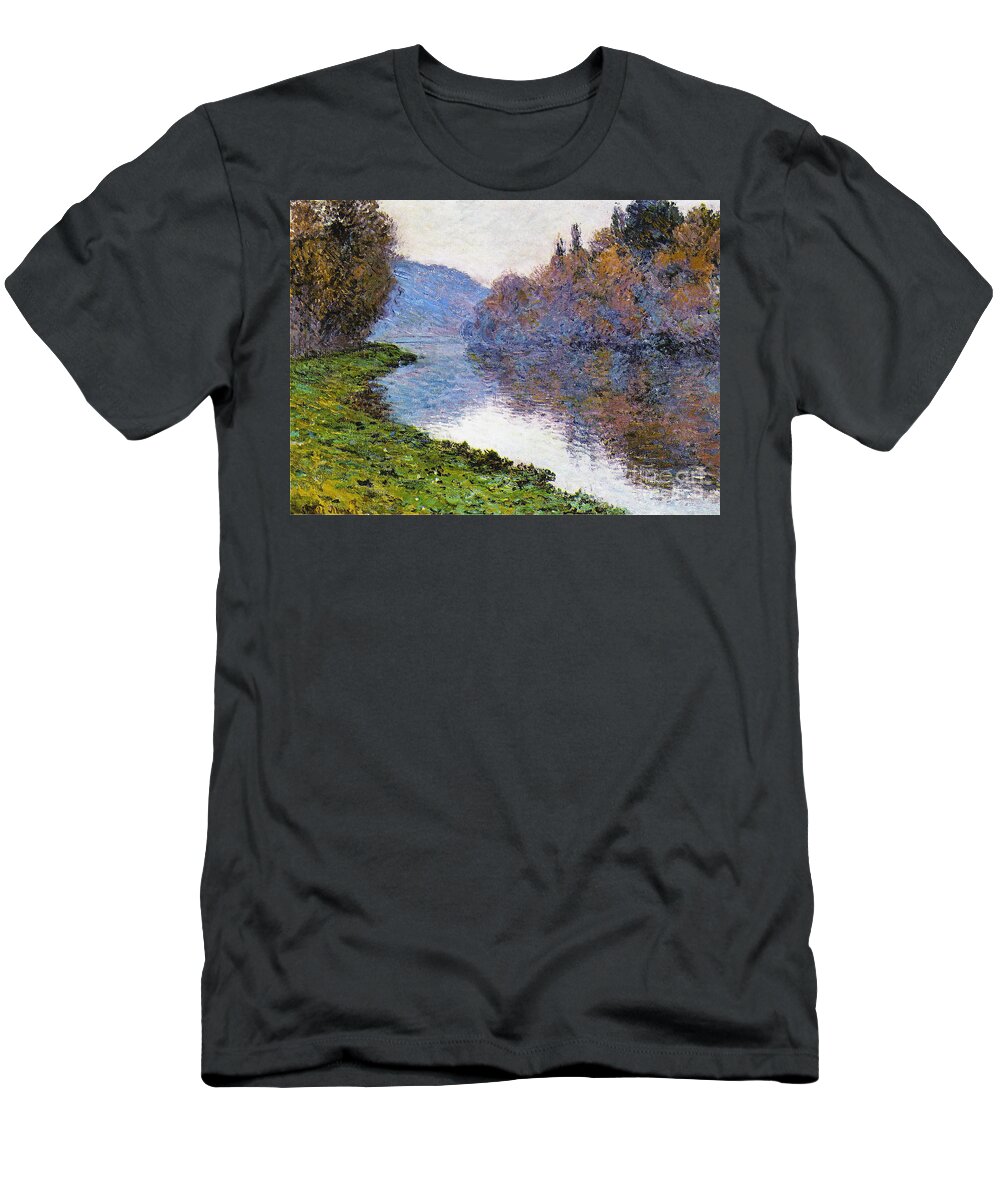 The Seine At Jenfosse T-Shirt featuring the painting The Seine at Jenfosse by Claude Monet
