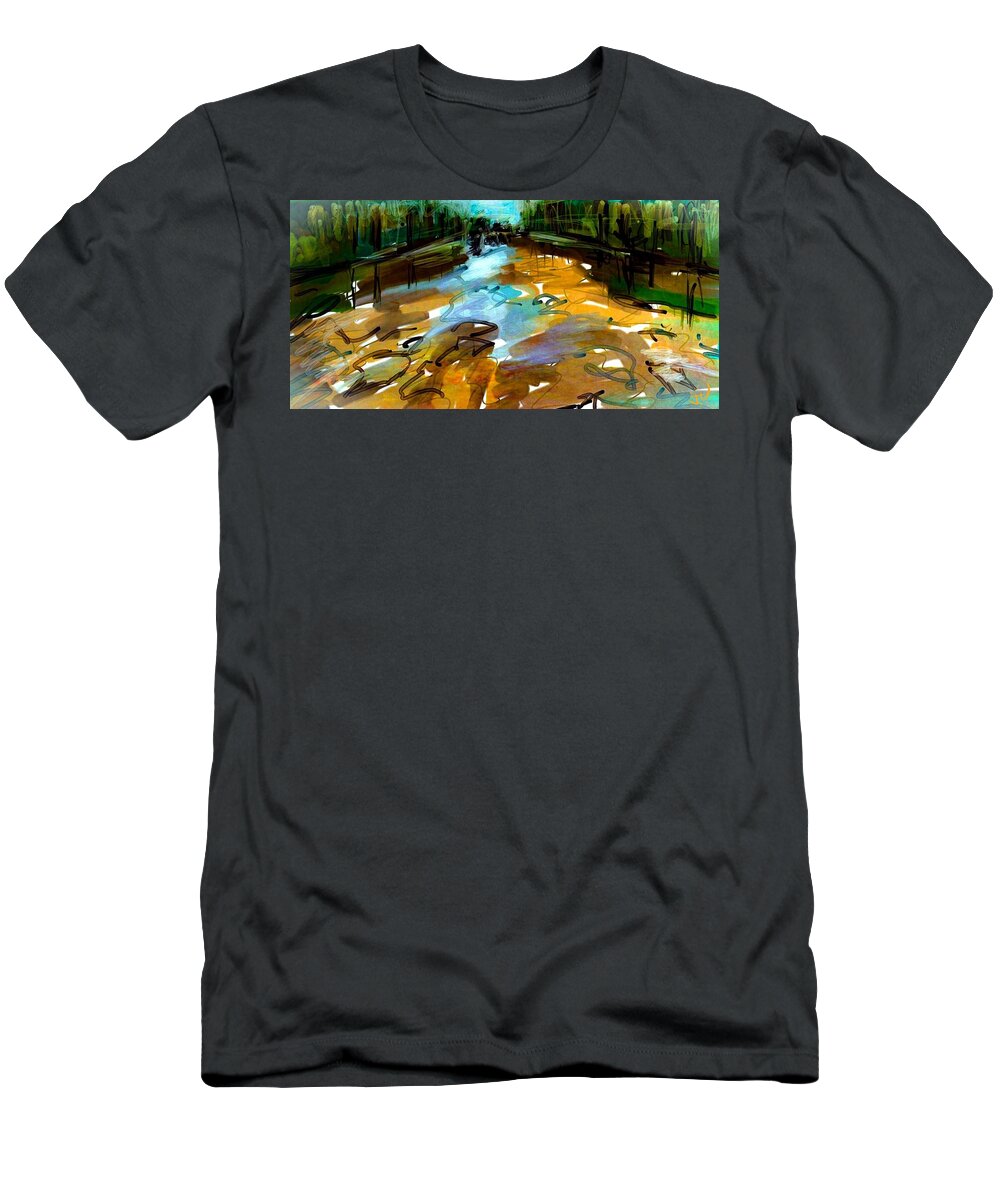 Landscape T-Shirt featuring the digital art The Shallows at Collins Creek by Jim Vance