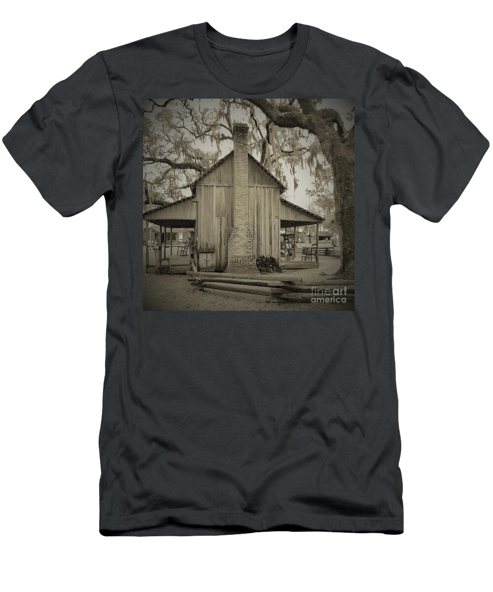 Sepia T-Shirt featuring the photograph The Smith Cracker House Sepia by D Hackett