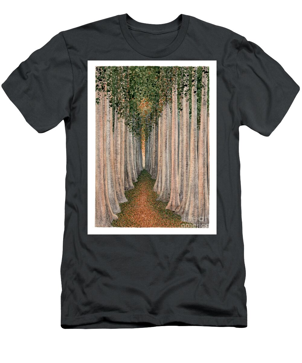 Trees T-Shirt featuring the painting The Temple by Hilda Wagner