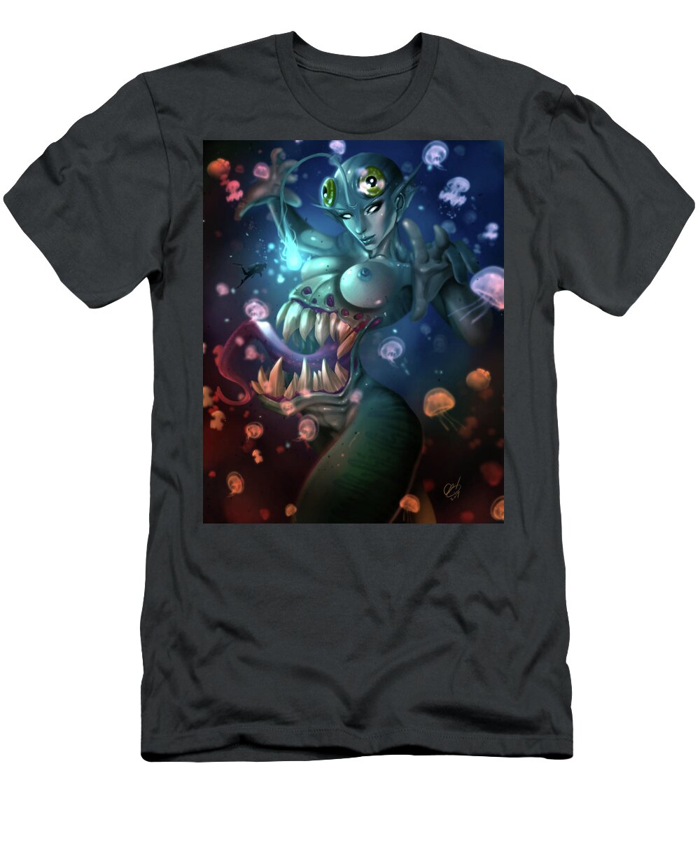 Cthulu T-Shirt featuring the painting The Trap by Pete Tapang