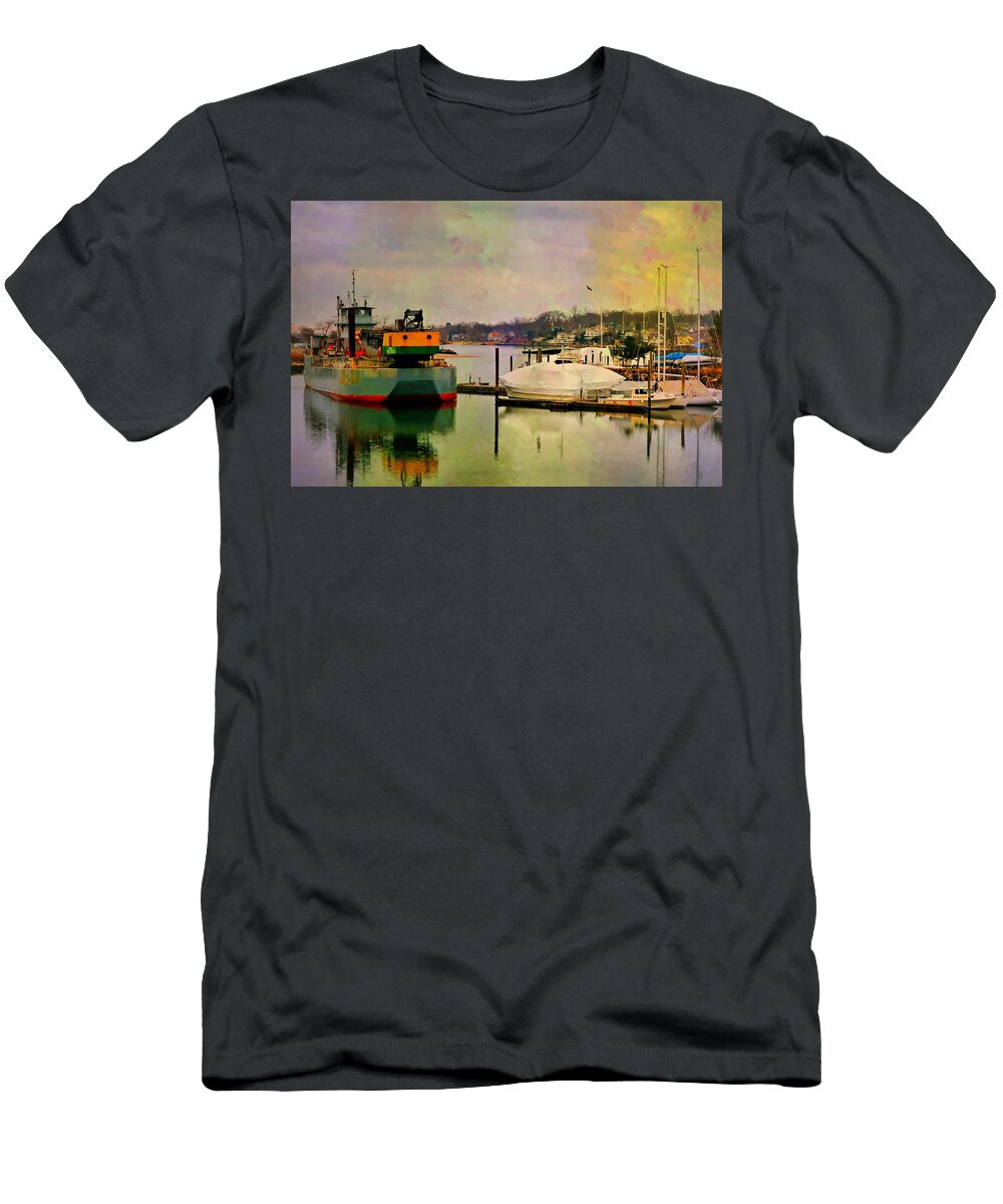 Painterly Landscape T-Shirt featuring the photograph The Tug Boat by Diana Angstadt