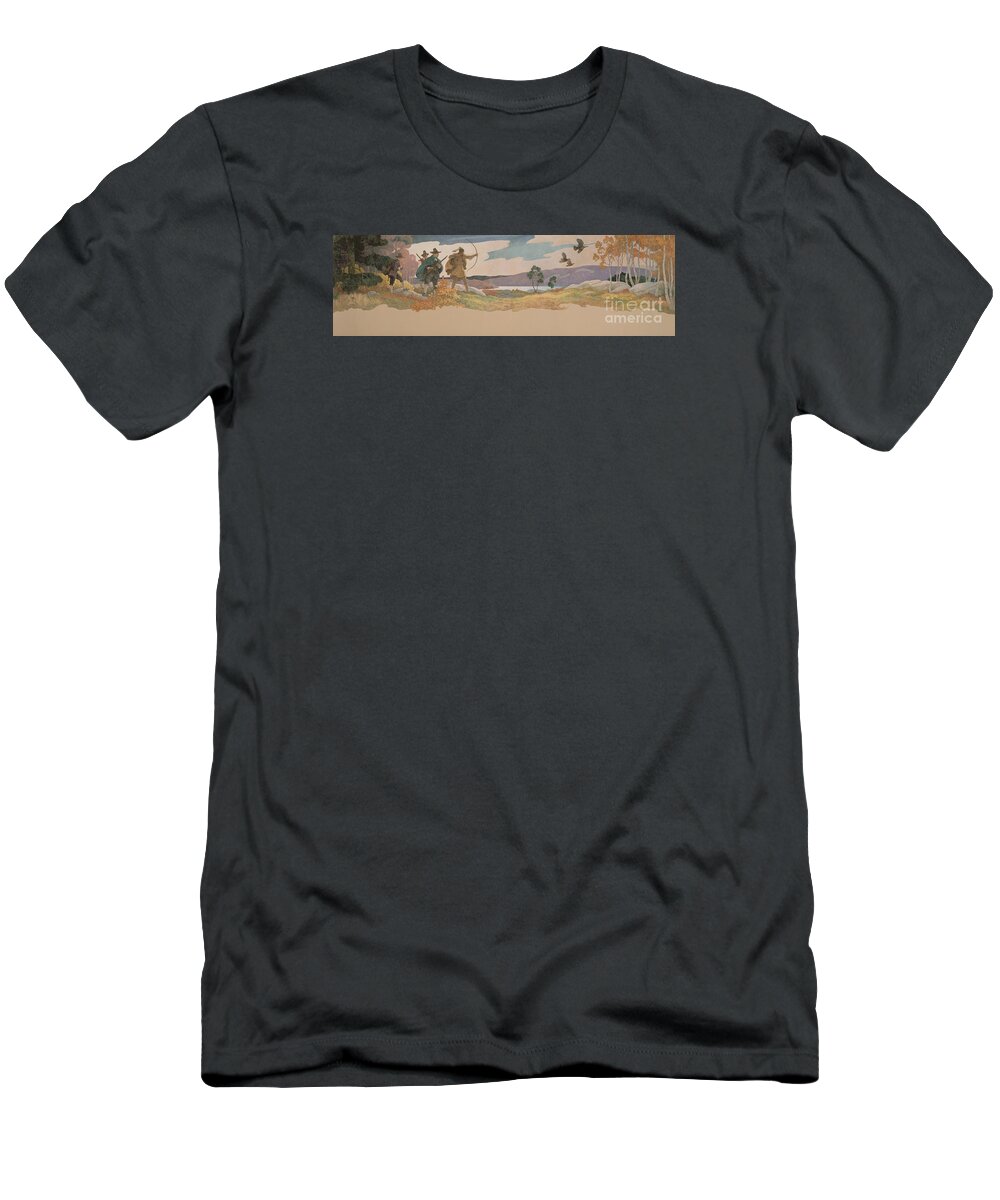 Thanksgiving T-Shirt featuring the painting The Turkey Hunters by Newell Convers Wyeth
