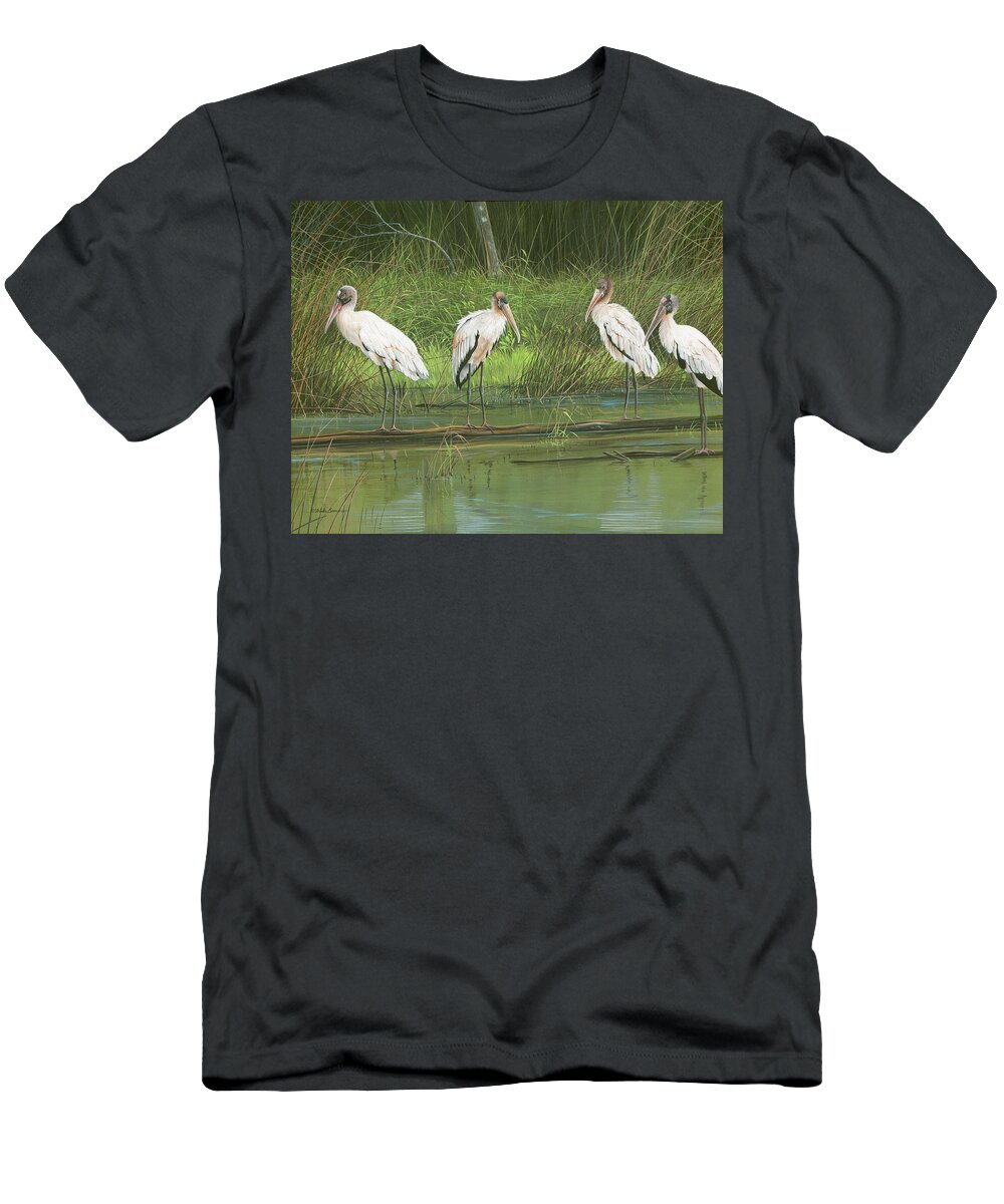 Nature T-Shirt featuring the painting The Usual Suspects by Mike Brown