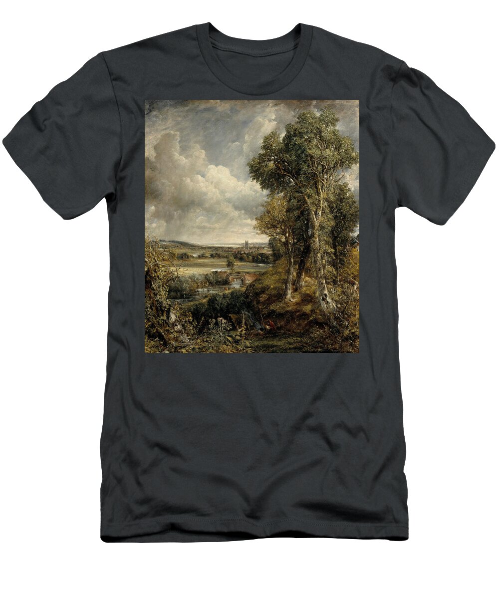English Romantic Painters T-Shirt featuring the painting The Vale of Dedham by John Constable
