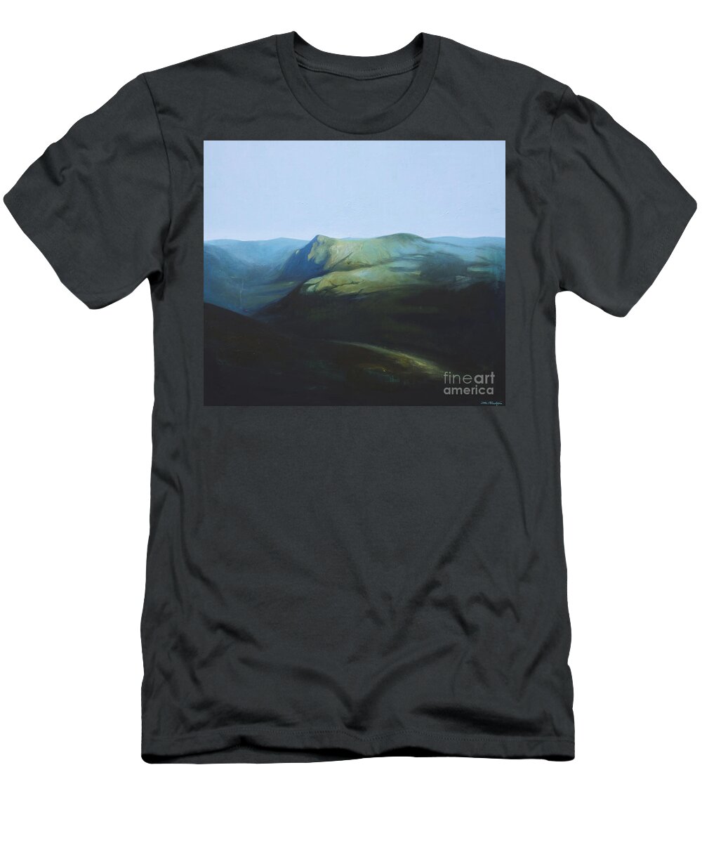 Lin Petershagen T-Shirt featuring the painting The View from Mount Tron by Lin Petershagen