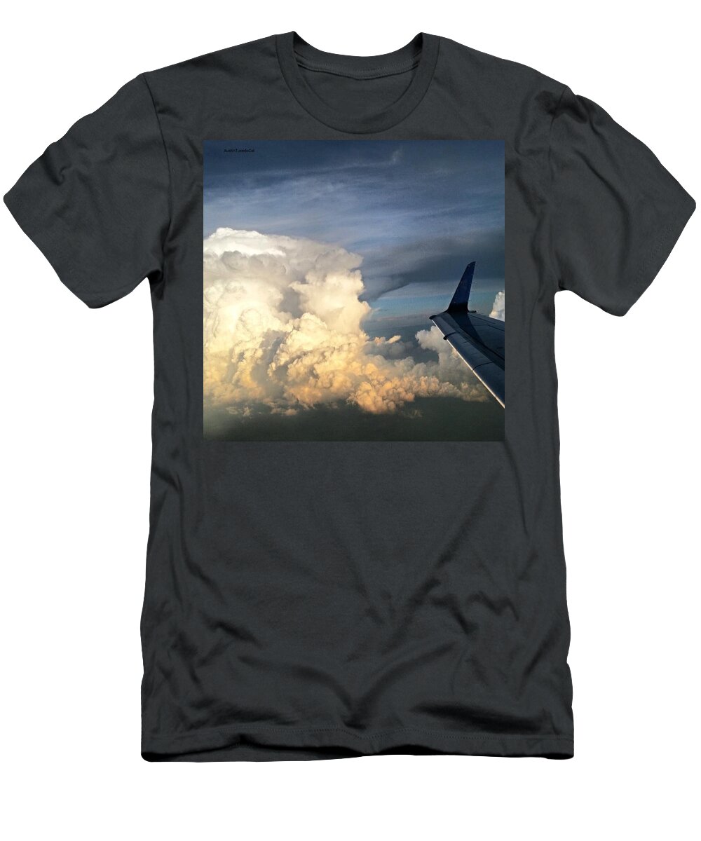 Atmosphere T-Shirt featuring the photograph The #viewfrommywindow Of My #airplane by Austin Tuxedo Cat