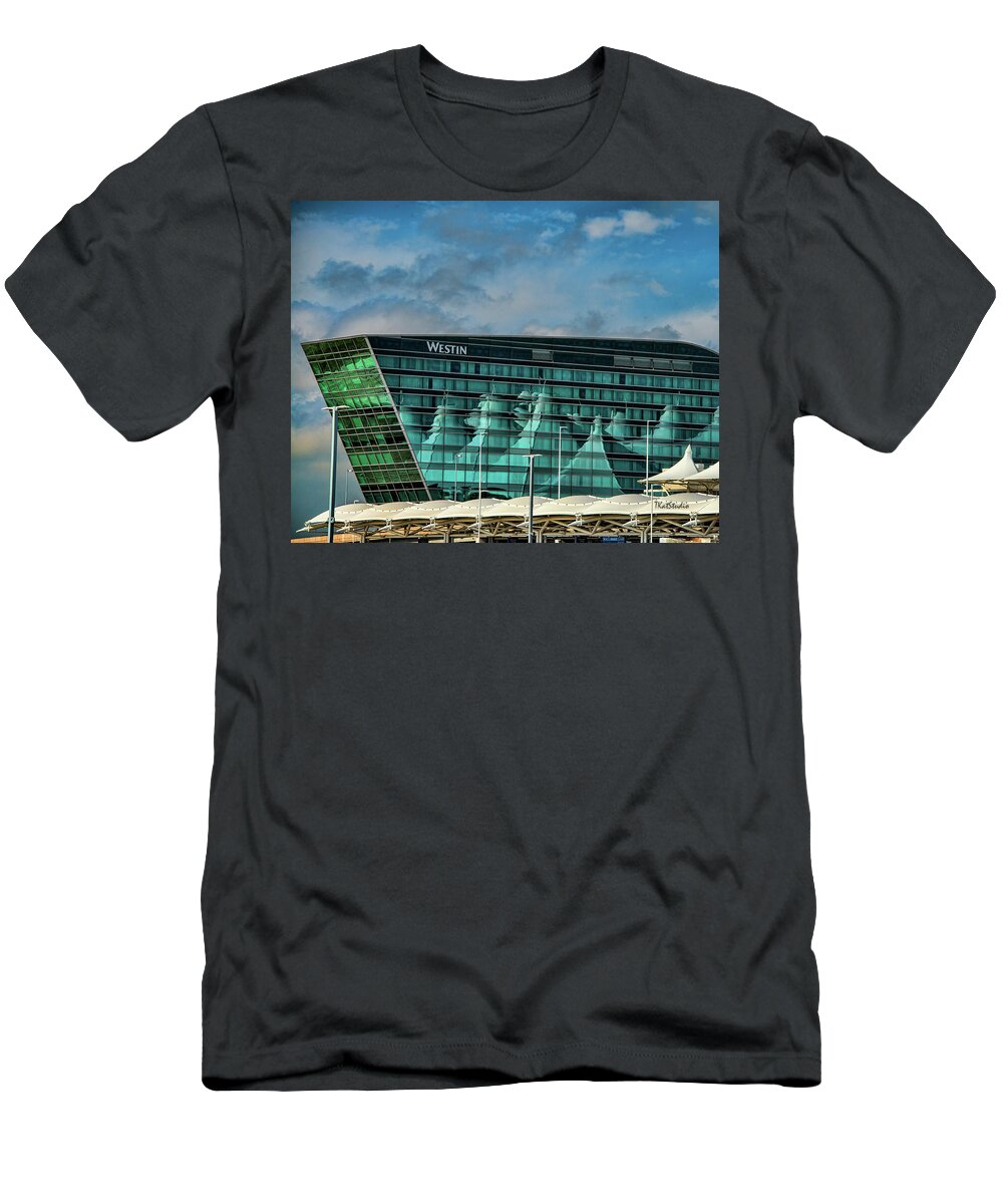 Denver T-Shirt featuring the photograph The Westin at Denver Internation Airport by Tim Kathka