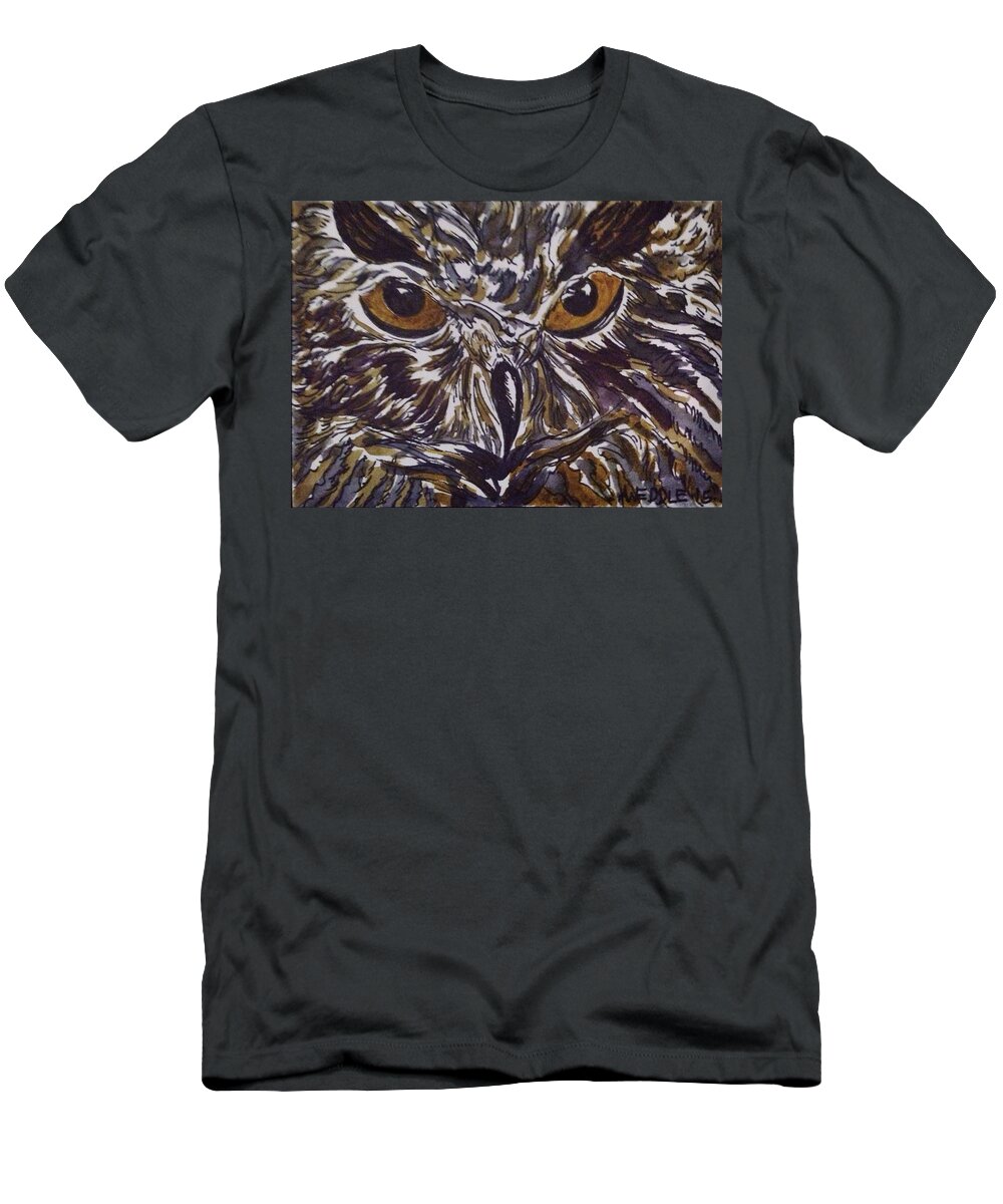 Owl T-Shirt featuring the painting The Wise One by Angela Weddle