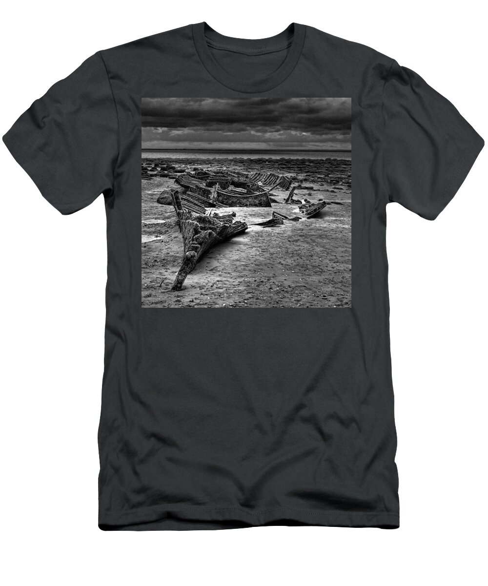 Trawler T-Shirt featuring the photograph The Wreck Of The Steam Trawler by John Edwards