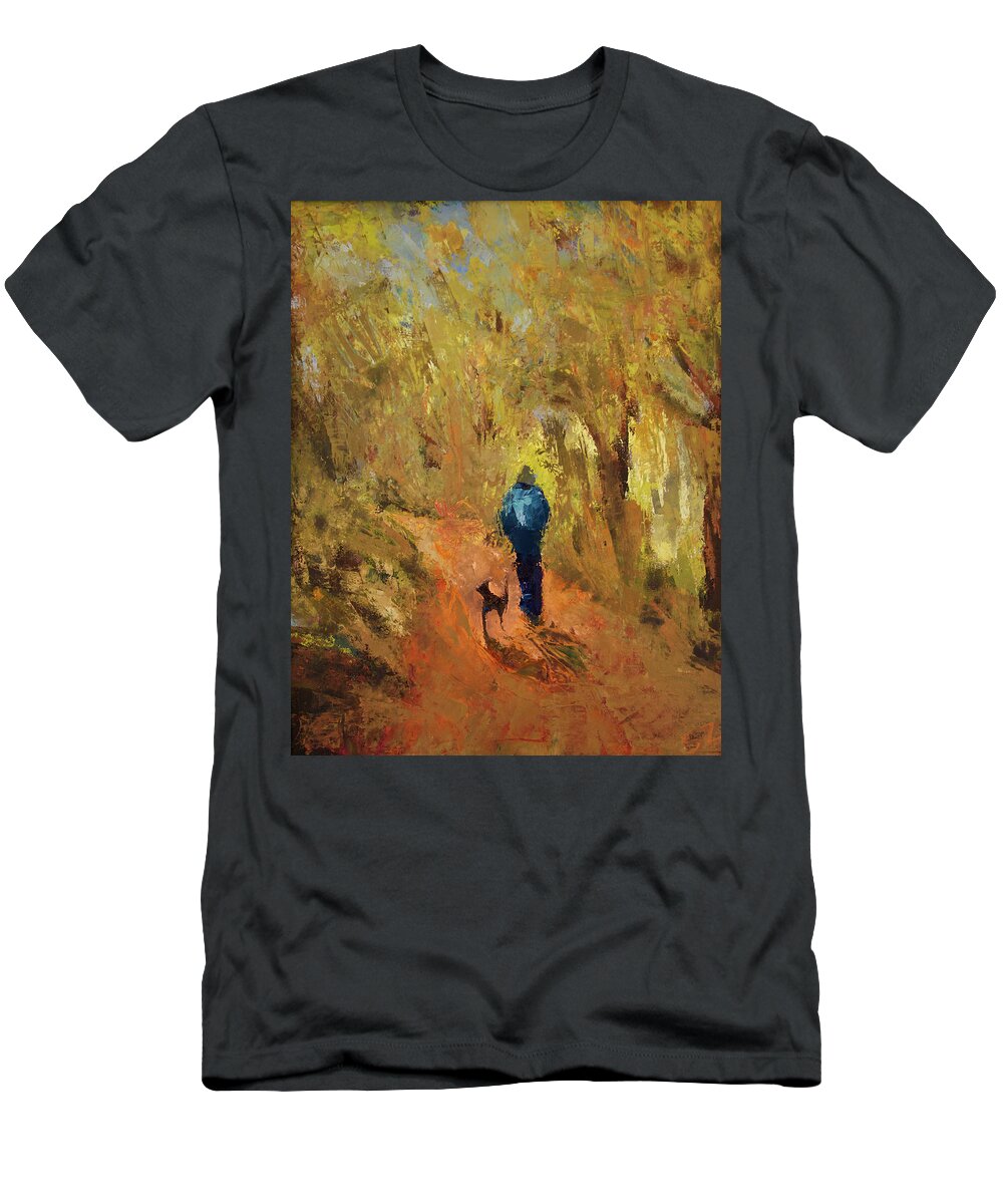 Oil Painting T-Shirt featuring the painting Their steps soft and wild by Suzy Norris