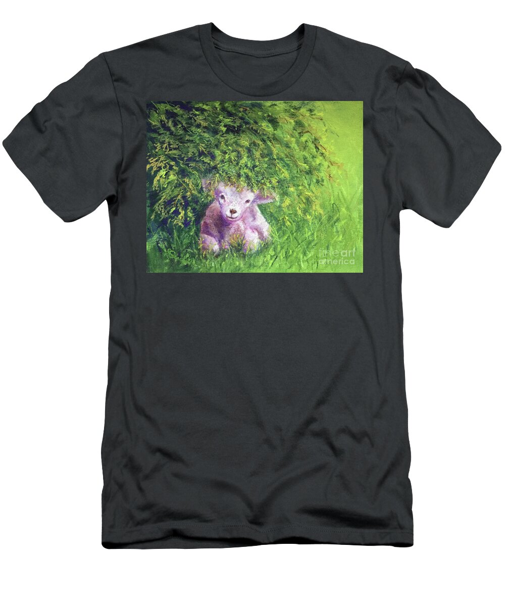 Lamb T-Shirt featuring the painting There you are by Susan Sarabasha