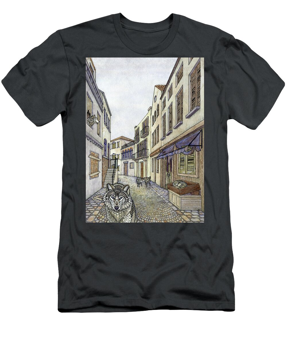 Zentangle T-Shirt featuring the painting This City Has Gone To The Wolves by ZH Field