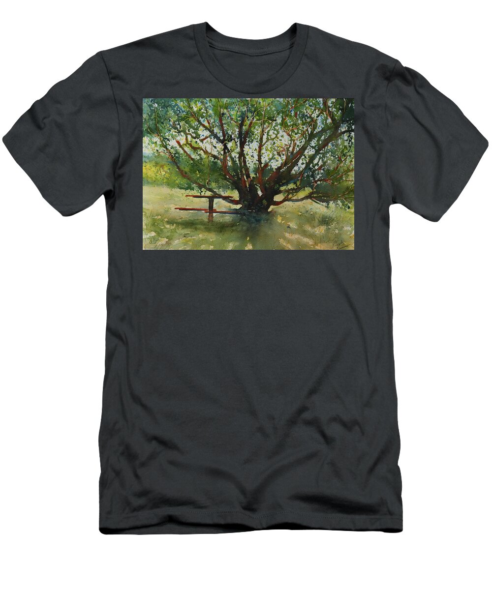 Shade T-Shirt featuring the painting This Looks Like a Good Spot by Ruth Kamenev