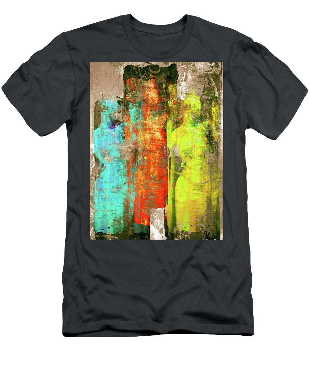 Women T-Shirt featuring the photograph Three colorful women by Gabi Hampe