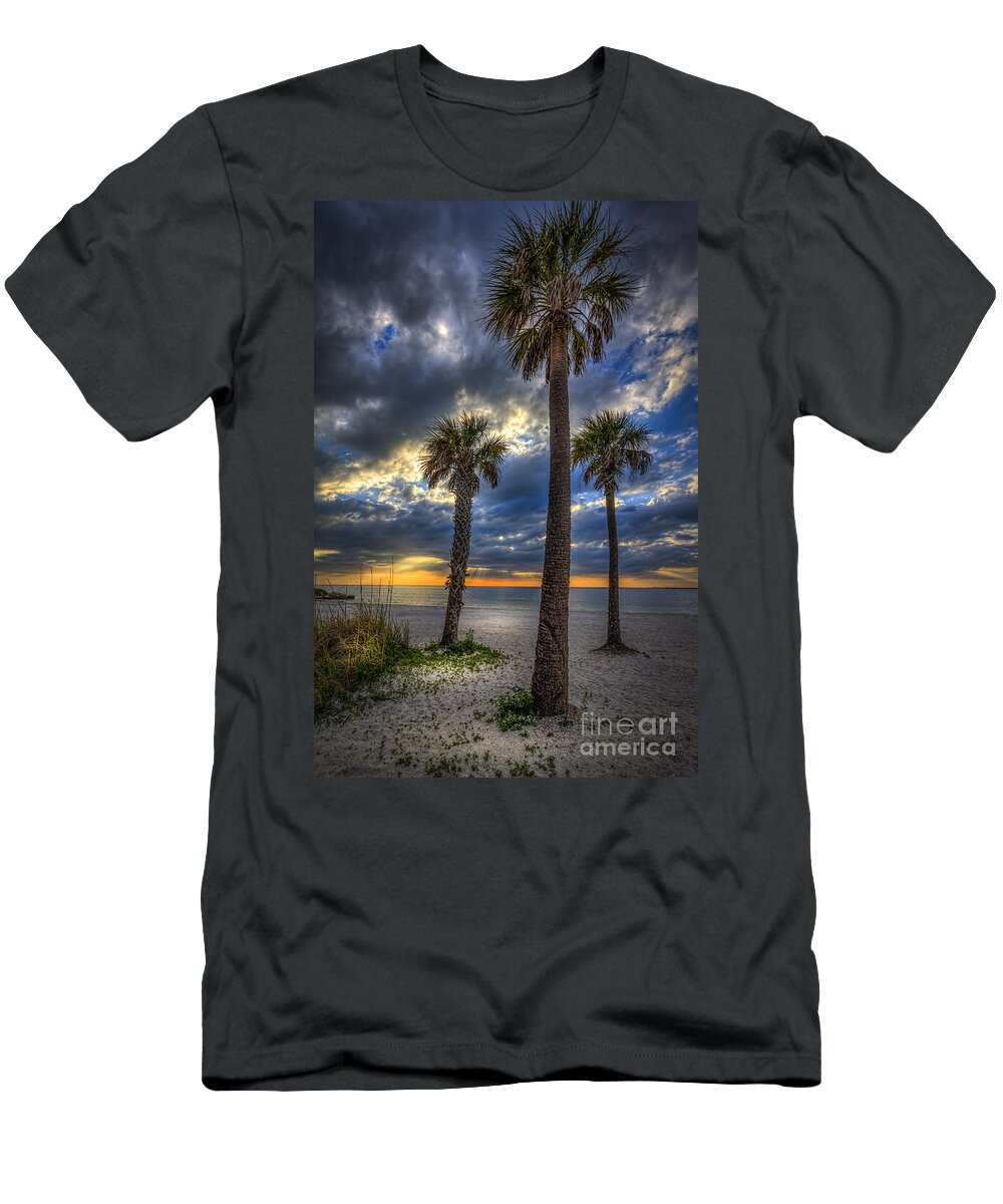Clouds T-Shirt featuring the photograph Three Palm Stew by Marvin Spates