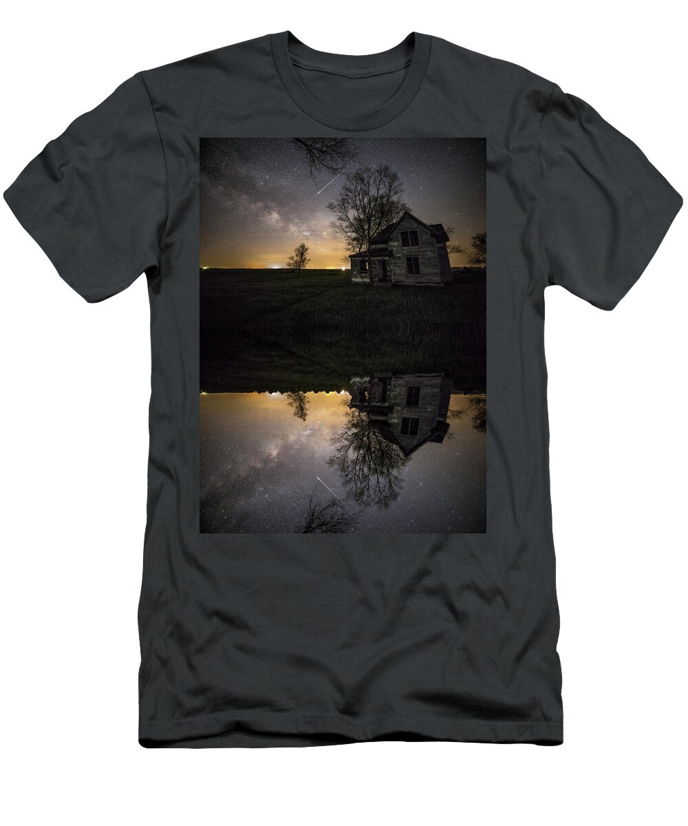 Sky T-Shirt featuring the photograph Through a mirror darkly by Aaron J Groen