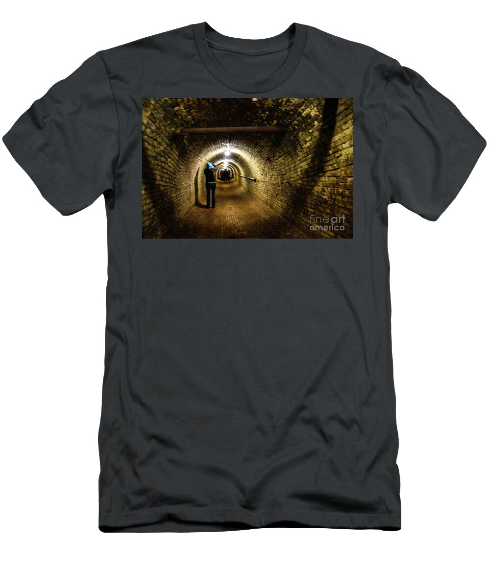 Michigan State Hospital T-Shirt featuring the photograph Through the Tunnel by Grace Grogan