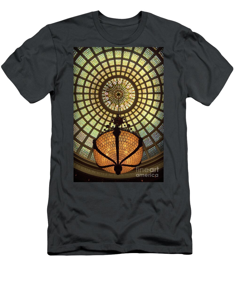 Art T-Shirt featuring the photograph Tiffany Ceiling in the Chicago Cultural Center by David Levin