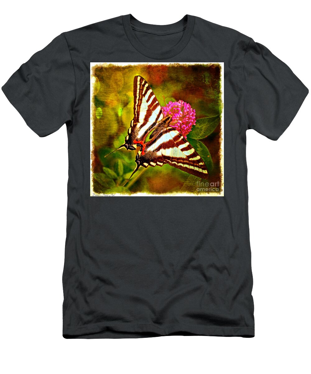 Nature T-Shirt featuring the photograph Zebra Swallowtail Butterfly - Digital Paint 3 by Debbie Portwood
