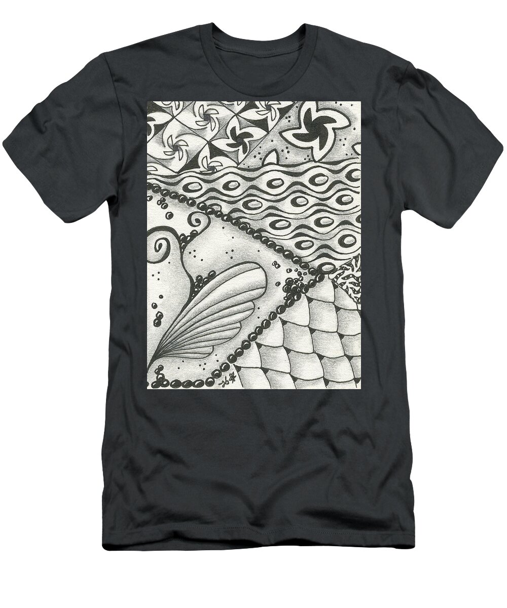 Zentangle T-Shirt featuring the drawing Time Marches On by Jan Steinle