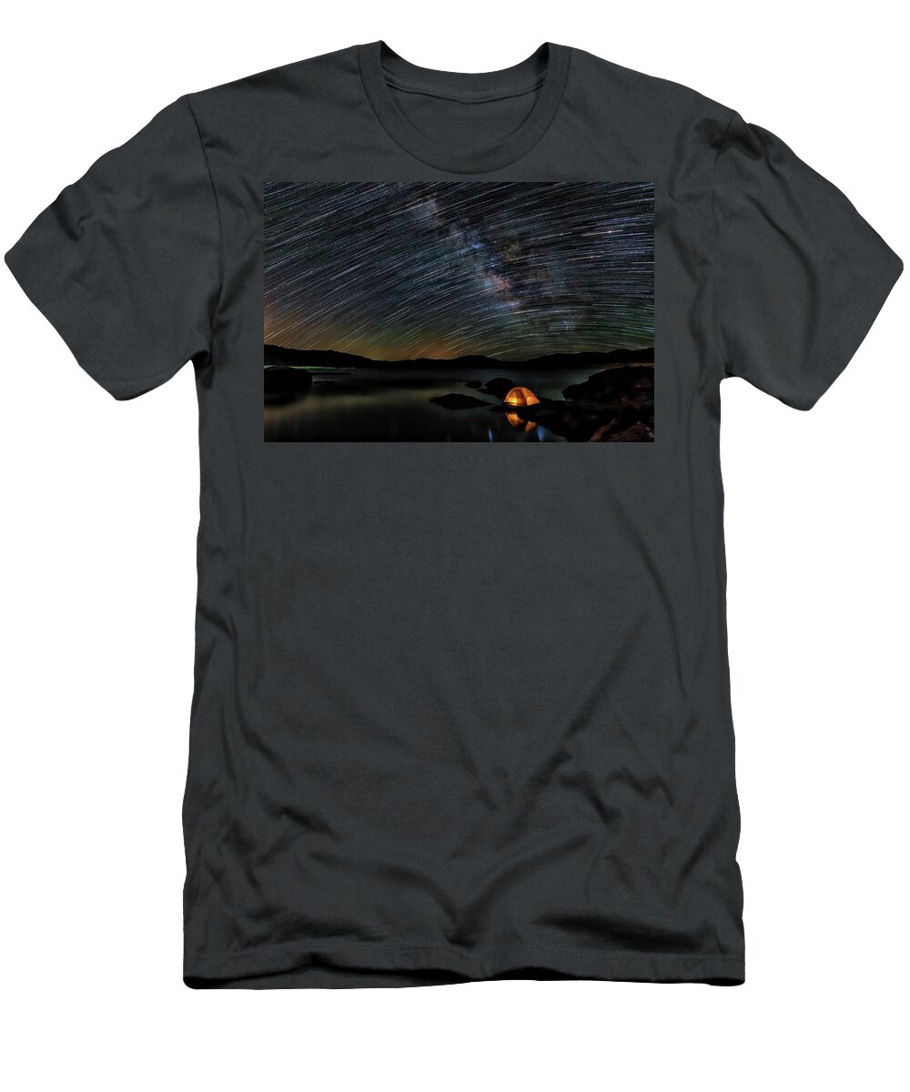 Milky Way T-Shirt featuring the photograph Time Traveller by Chuck Rasco Photography