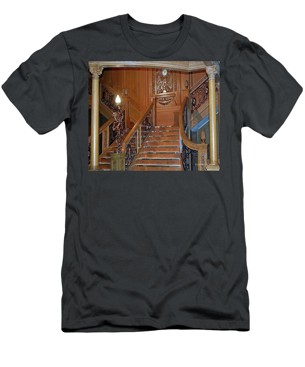 Titanic T-Shirt featuring the digital art Titanics Grand Staircase by DigiArt Diaries by Vicky B Fuller