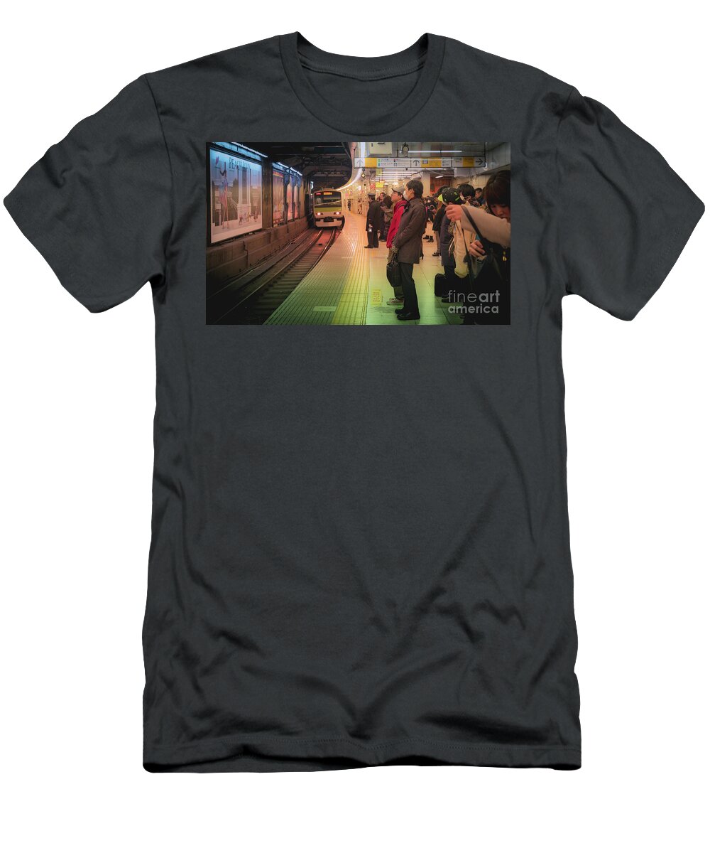 Pedestrians T-Shirt featuring the photograph Tokyo Metro, Japan by Perry Rodriguez