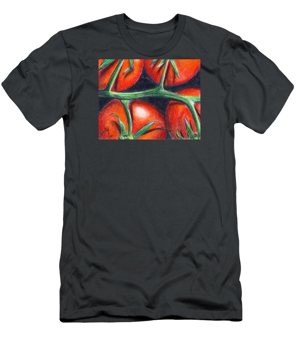 Pastel T-Shirt featuring the painting Toms on the Vine by Michael Foltz